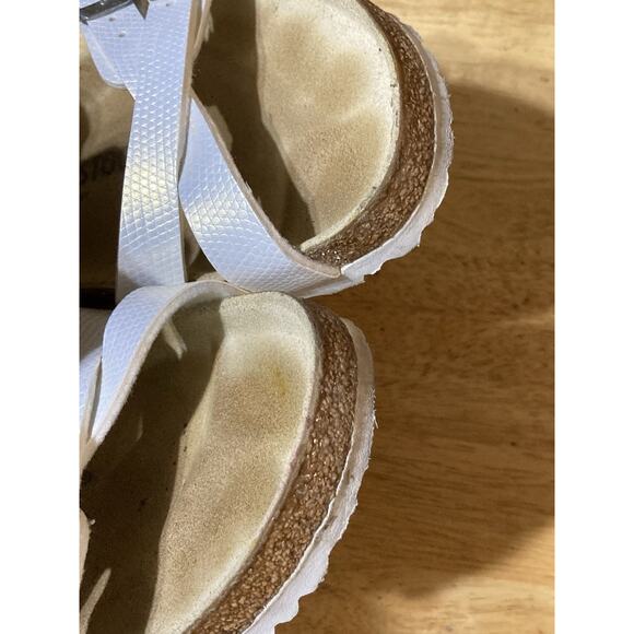 Birkenstock Women's Size 37 U.S 6-6.5 Franca Birko-Flor Shiny Lizard White - Picture 9 of 9